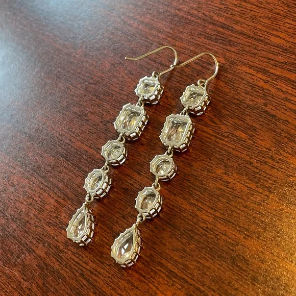 Kenneth Jay Lane Cubic Zirconia Drop Earrings; 3” - Picture 5 of 7